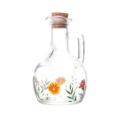 Imagem de Garrafa Para Azeite Vidro Com Tampa Rolha Flora 180ml Lyor, incolor.