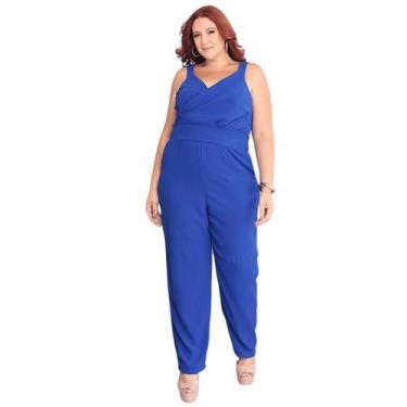 Imagem de Macacão Feminino Curvy Plus Size Transpassado Alça Confortável - Lia R