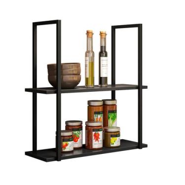 Imagem de Prateleira de Madeira Industrial Suspensa 60 cm Multiuso - Fina Mobíli