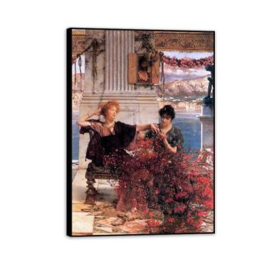 Imagem de Impressão em tela com moldura preta de Lawrence Alma Tadema Prints, reprodução de pintura a óleo, impressão giclée em tela, arte de parede pronta para pendurar para decoração de quarto de casa. 42 x