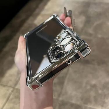 Imagem de HPQWN Para A54 5G Luxury Plating Armor Clear Case Capa protetora à prova de choque (para A54 5G/prata)