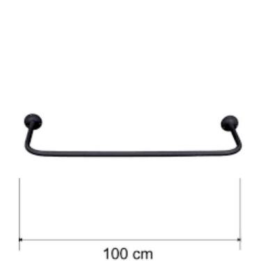 Imagem de Arara Fixa Parede Tubo Redondo 100 Cm Cor Preto - Fidel 
