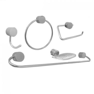 Imagem de Kit Acessórios para Banheiro Lótus Redondo 5 Peças Japi