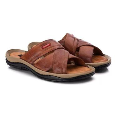 Imagem de Chinelo Comfort Masculino Em Couro Preto 807 - Ranster, Caramelo, 37
