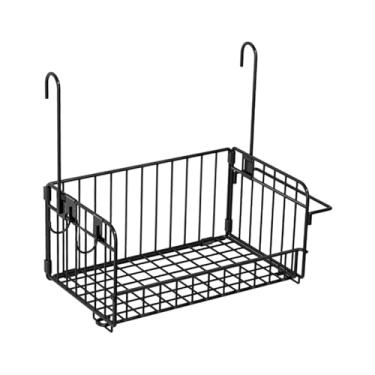 Imagem de Ｂｅｓｇａ Cesta de parede suspensa sobre o organizador rústico da cesta do armário multifuncional para a despensa de trailer da sala de estar em uma grade, Preto