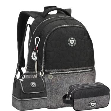 Imagem de Kit Mochila Costas Feminina 18" Color Up Lancheira e Estojo - Seanite,