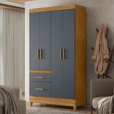 Imagem de Guarda Roupa Solteiro Ambiente Madri 4 Portas Freijó Cinza - Moval