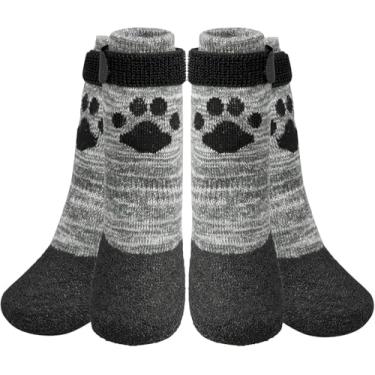 Imagem de KOOLTAIL Meias antiderrapantes para cães quentes/pavimento para evitar lamber patas, botas de cachorro para pisos de madeira, botas de chuva de tração e protetores de patas com aderência para cães