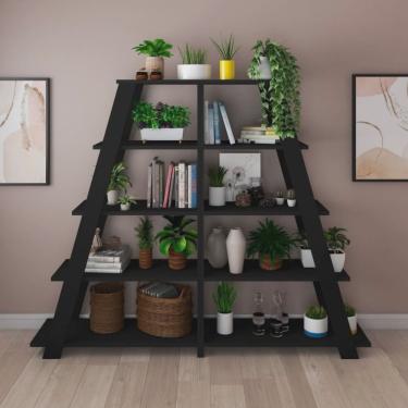 Imagem de Kit 2 Estantes Escada Multiuso para Livros 5 Prateleiras 134cmx164cm
