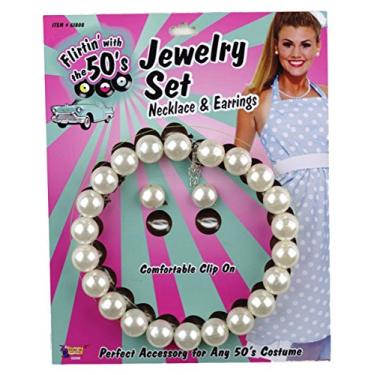 Imagem de Forum Novelties Inc – Conjunto de colar e brincos de pérola dos anos 50, Bege, us:one size