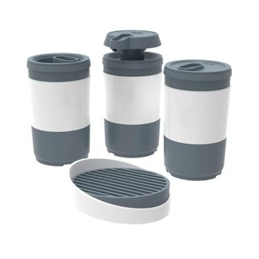 Imagem de Kit 4 pç Grafite Porta Escova Algodão Sabonete Líquido Barra Conjunto para Banheiro Code Crippa