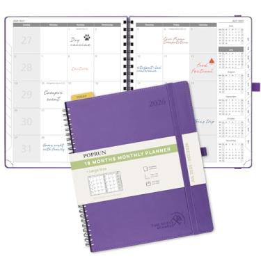 Imagem de POPRUN Agenda mensal 2025-2026 com encadernação espiral (21 cm x 26 cm) calendário de 18 meses (julho de 2025 a dezembro de 2026) - 4 páginas por mês com despesas e notas mensais, início de domingo