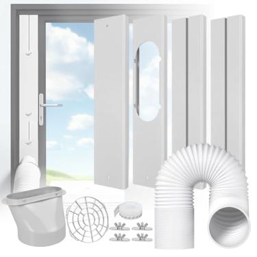 Imagem de cocobeen Kit de janela de ar condicionado portátil - Kit de ventilação CA de vedação universal ajustável com mangueira de escape de 15 cm para janelas verticais/horizontais deslizantes