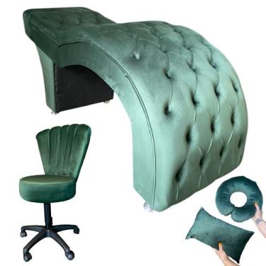 Imagem de Kit Maca M1 70 + Mocho Pétala + Kit Almofadas - In9 Decor, Veludo Verd