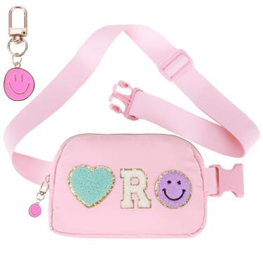 Imagem de Pochete para meninas de 4 a 14 anos, bolsa transversal de nylon infantil, bolsa de cinto com chaveiro, bolsa de cintura de festa para crianças, adolescentes, meninas, presentes personalizados para