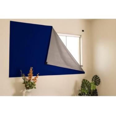 Imagem de Painel Blackout com Carrapicho adesivo para Sala Quarto Cozinha 1,35 CMS X 1,75 CMS (Azul Marinho)