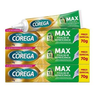 Imagem de Kit 3 Ultra Corega Creme Menta 68g Fixador de Dentaduras - Marca