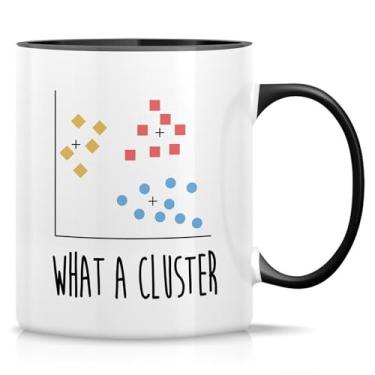 Imagem de Retreez Caneca engraçada para cientista de dados - What A Cluster - Copos de café de cerâmica de 325 ml para analista de ciência de dados estatísticas de computador - presente de aniversário