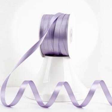 Imagem de MEEDEE Fita de cetim lavanda 100 m Lux de cetim lilás dupla face 100 jardas rolo fita roxa fina para embrulho de presente, suprimentos de festa, aniversário, chá de bebê, casamento, artesanato DIY