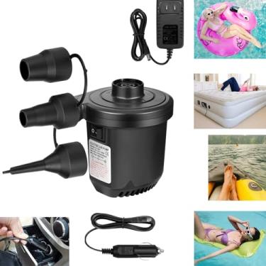 Imagem de Bomba de ar inflável para colchão de ar com 3 bicos, bomba de ar de enchimento rápido perfeita para acampamento ao ar livre, barco inflável, inflável, piscina, brinquedo, carro, cama de ar, anel de
