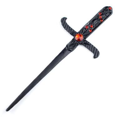 Imagem de Athame Metal Negro 19 cm Pedras Vermelhas - Lua Mística - 100% Origina