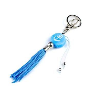 Imagem de Chaveiro Marinheiro Âncora Azul Claro 15 cm em Murano - Lua Mística - 
