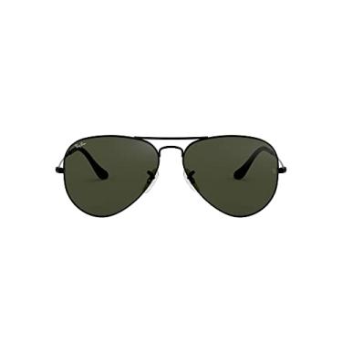 Imagem de Óculos de sol de aviador clássico Ray-Ban RB3025, preto/G-15 verde, 58 mm
