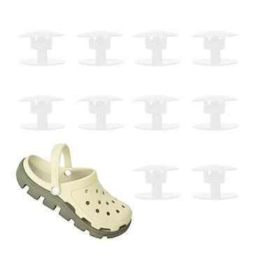 Imagem de NEEDJING Rebites de substituição para reparo de correia de sapatos Crocs para rebites Crocs de substituição de rebite de sapato, botão de fixação de reparo de alça traseira, Branco, 10 Pack