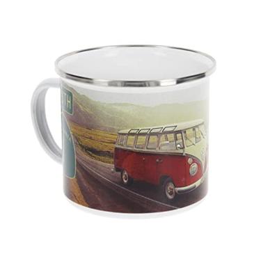 Imagem de BRISA VW Collection - Caneca de café esmaltada Volkswagen Samba Bus T1 Camper Van para cozinha, garagem, escritório - equipamento de acampamento/ideia de presente/lembrança (Design: esmalte/estrada 1)