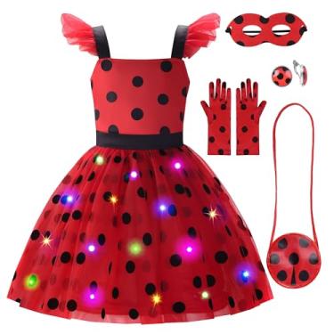 Imagem de Uplus ME Fantasia de joaninha iluminada para meninas, vestido de joaninha, fantasias para crianças, conjunto de vestido de joaninha de LED (9 a 10 anos/150)