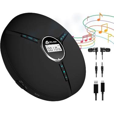 Imagem de Klim Discman - CD Player portátil com bateria integrada, inclui fones de ouvido Klim Fusion. Mini CD Players, compatível com CD-R, CD-RW e MP3. CD Walkman – À prova de choque para viagens em casa e carro