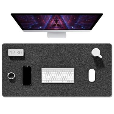 Imagem de Auhoahsil Tapete de mesa de feltro, mouse pad grande minimalista 2GG 90 x 40 cm, tapete de mesa para desktop, teclado, laptop, computador, escritório, trabalho em casa, jogos, cinza escuro