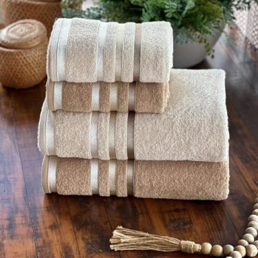 Imagem de Kit Toalhas Paris Banhão 4 Peças 450g/m² 100% Algodão (Bege)