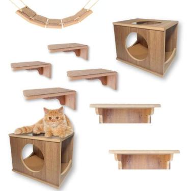 Imagem de Playground Gato 9pçs Premium Com Carpete Antiderrapante - BT WOOD, MAR
