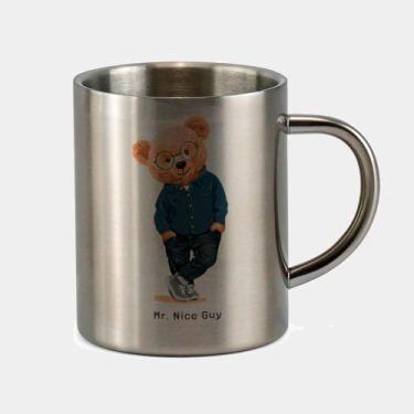 Imagem de Caneca de Inox Premium Prateada 400ml URSO TEDDY NERD CAMISA - Criatic