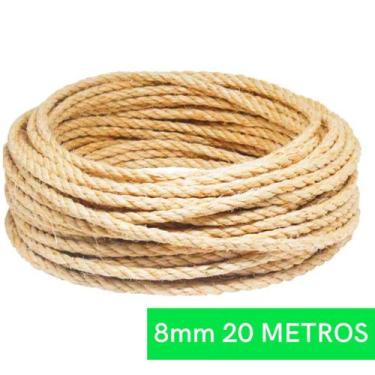 Imagem de Corda De Sisal 8mm 20mts Rasada Arranhador Gato E Artesanato Em Geral 