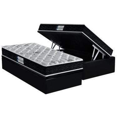 Imagem de Cama Box Baú Solteiro: Colchão Anatômico Probel D45 Firmepedic ProDormir Advanced Tech2000 + Base CRC Suede Black (88x188)