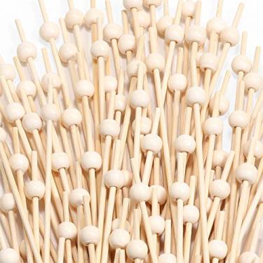 Imagem de 200 Pcs Cocktail Picks, 4.7 Inch Toothpicks for Appetizers, Bamboo Cocktail Sticks Skewers for Drinks, Desserts, Charcuterie, Wedding Party Fancy Toothpicks, Natural Pearl Mini Food Picks Decorative