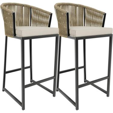 Imagem de Kit 02 Banqueta Para Área Gourmet Cozinha Varanda D04 Bege