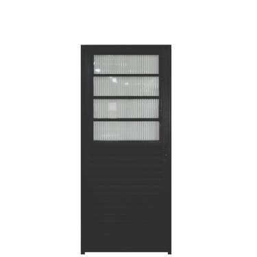 Imagem de Porta De Alumínio Com Basculante 210X80Cm Lado Esquerdo Preto