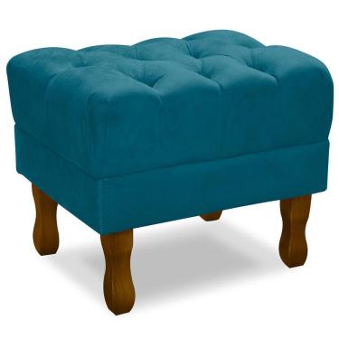 Imagem de Puff Puf Retro Capitone 55X44Cm Suede Azul Turquesa Mpassos Azul Turquesa