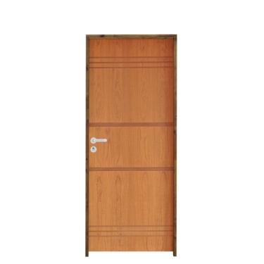 Imagem de Kit Porta De Madeira 210X72Cm Batente 11Cm Fechadura Stilo Cromada Externa 6 Imbuia