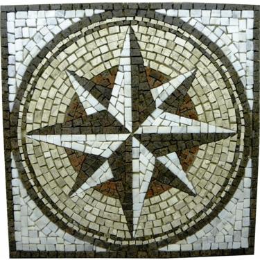 Imagem de Rosa Dos Ventos Em Mosaico Com Detalhes Em Granito Vermelho