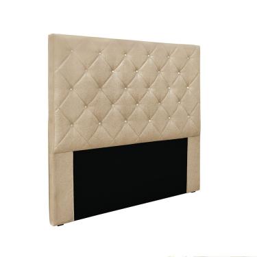 Imagem de Cabeceira para Cama Box King Tania 195 Cm Linho Dourado Costura com Botões D'Rossi