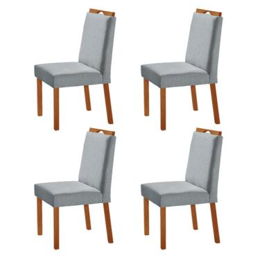 Imagem de Kit 4 Cadeiras Lis Com Puxador Móveis Minas Cor Linho Cinza