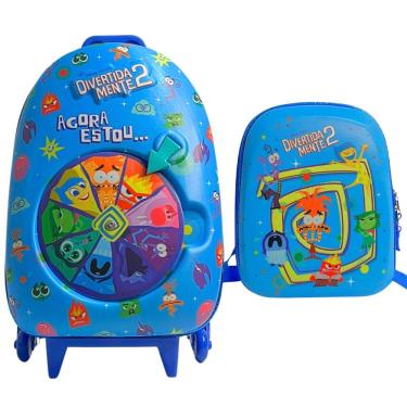 Imagem de Mochila Roda Tripla 3d + Lancheira Disney Divertidamente 2 Diplomata Azul