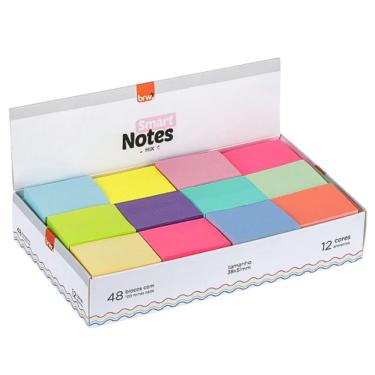 Imagem de Caixa De Bloco Adesivo Smart Notes 12 Cores C-48 Unidades Brw