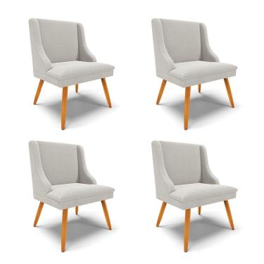 Imagem de Cadeira Sala De Jantar Pé Palito Castanho Kit 4 Liz Bouclê Cinza D03 - D'rossi