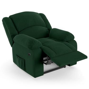 Imagem de Poltrona Do Papai Reclinável Pietra Power Elétrica Massagem Fh9 Veludo Verde - Mpozenato