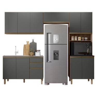 Imagem de Armário De Cozinha 4 Peças E Pia 120cm Lita N03 Carvalho/grafite - Mpozenato